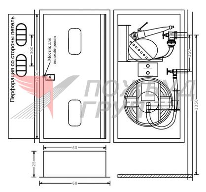 Шкаф пожарный встроенный 600х1200х250 мм (ШПК-310В-25) с задн. ст. белый