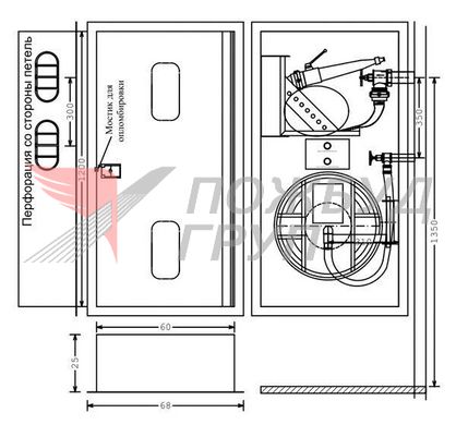 Шкаф пожарный встроенный 600х1200х250 мм (ШПК-310В-25) без задн. ст. белый